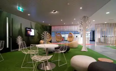 Trang trí nhà với thảm trải sàn màu xanh