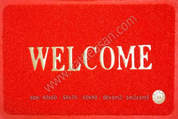 thảm nhựa chùi chân welcome màu đỏ